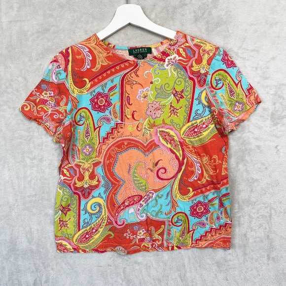 Lauren Ralph Lauren Tops - Lauren Ralph Lauren Shirt Womens Large Paisley Short Sleeve Tee Casual